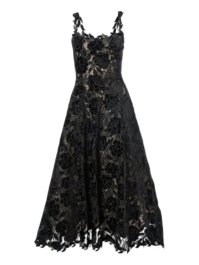 Chalet Floral Guipure Lace Midi Dress