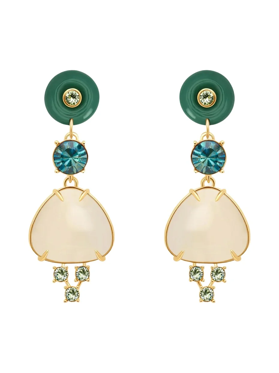 Oscar de la Renta Cabochon Drop Crystal Earrings