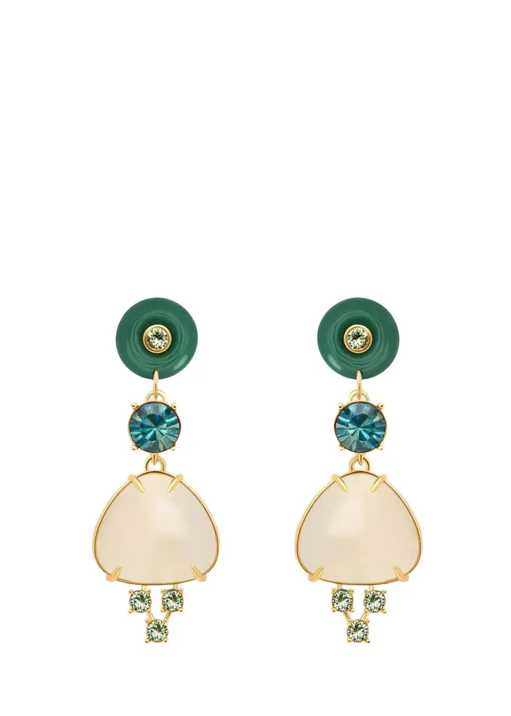 Oscar de la Renta Cabochon Drop Crystal Earrings