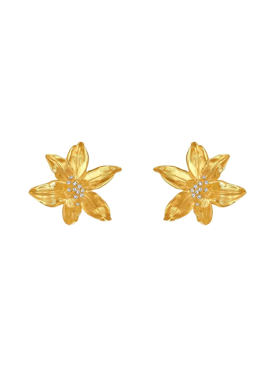 Oscar de la Renta Small Lily Flower Stud Earrings