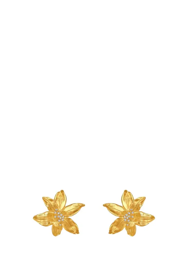 Oscar de la Renta Small Lily Flower Stud Earrings