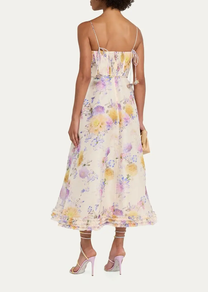 Zimmermann Kindred Spirit Luna Floral Linen Ruffle Midi Dress | Thumbnail 3 Zimmermann Kindred Spirit Luna Floral Linen Ruffle Midi Dress | Thumbnail 3