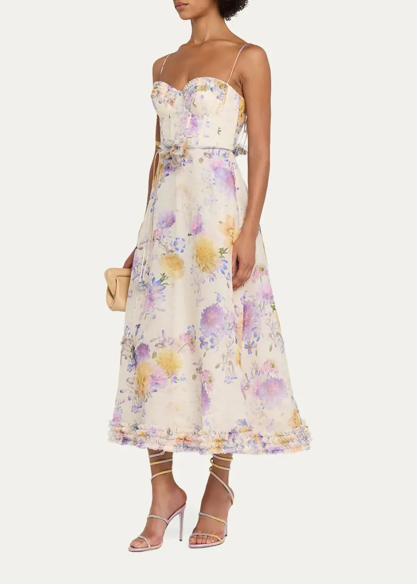 Zimmermann Kindred Spirit Luna Floral Linen Ruffle Midi Dress | Thumbnail 4 Zimmermann Kindred Spirit Luna Floral Linen Ruffle Midi Dress | Thumbnail 4