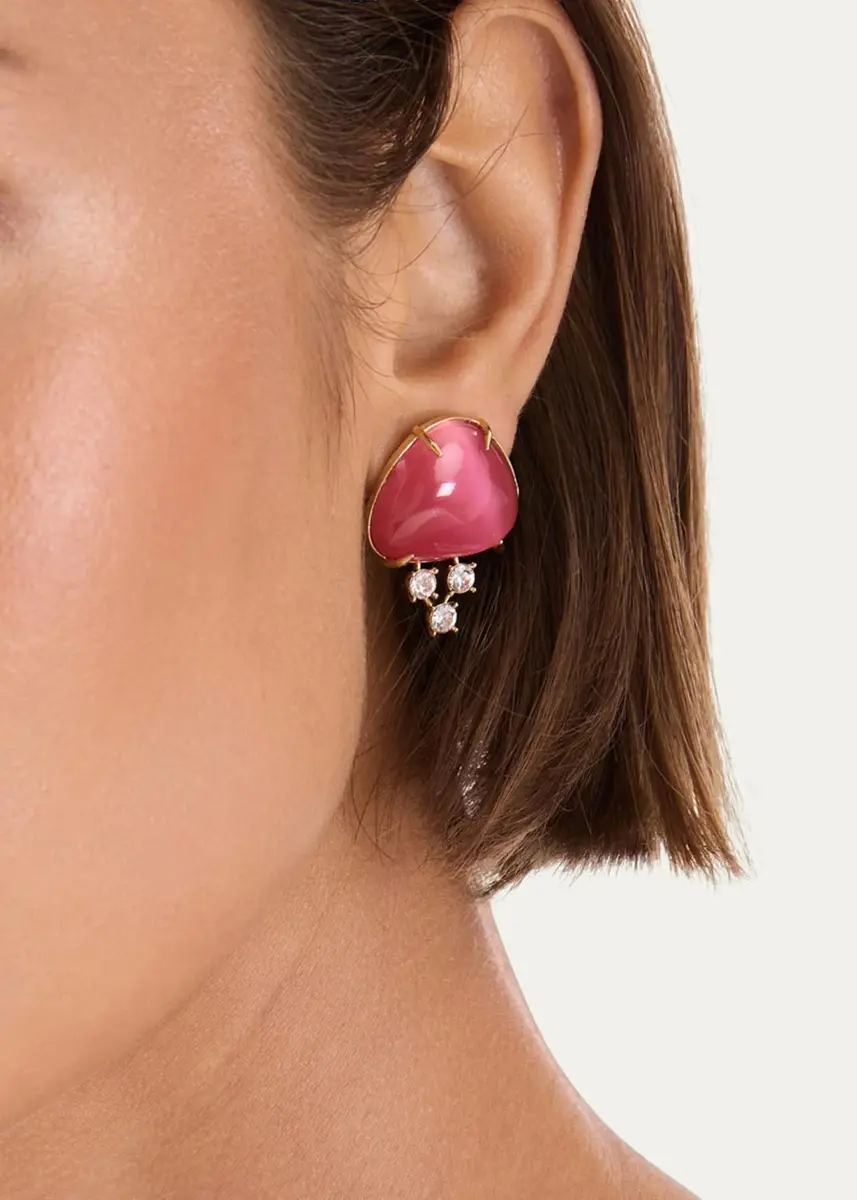 Oscar de la Renta Cabochon Stud Crystal Earrings | Thumbnail 4 Oscar de la Renta Cabochon Stud Crystal Earrings | Thumbnail 4