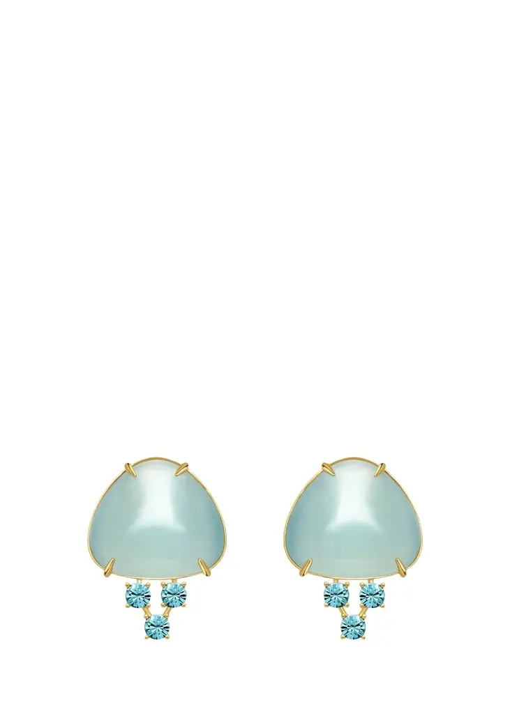 Oscar de la Renta Cabochon Stud Crystal Earrings