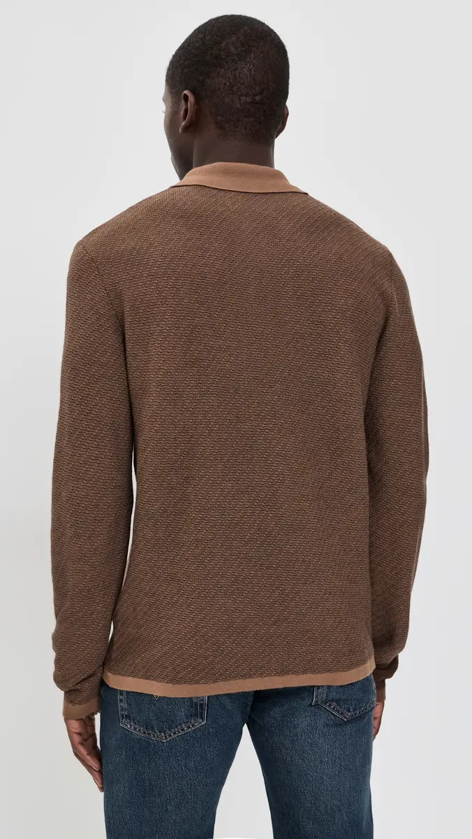 Billy Reid Long Sleeve Step Jacquard Sweater Polo | Thumbnail 3 Billy Reid Long Sleeve Step Jacquard Sweater Polo | Thumbnail 3