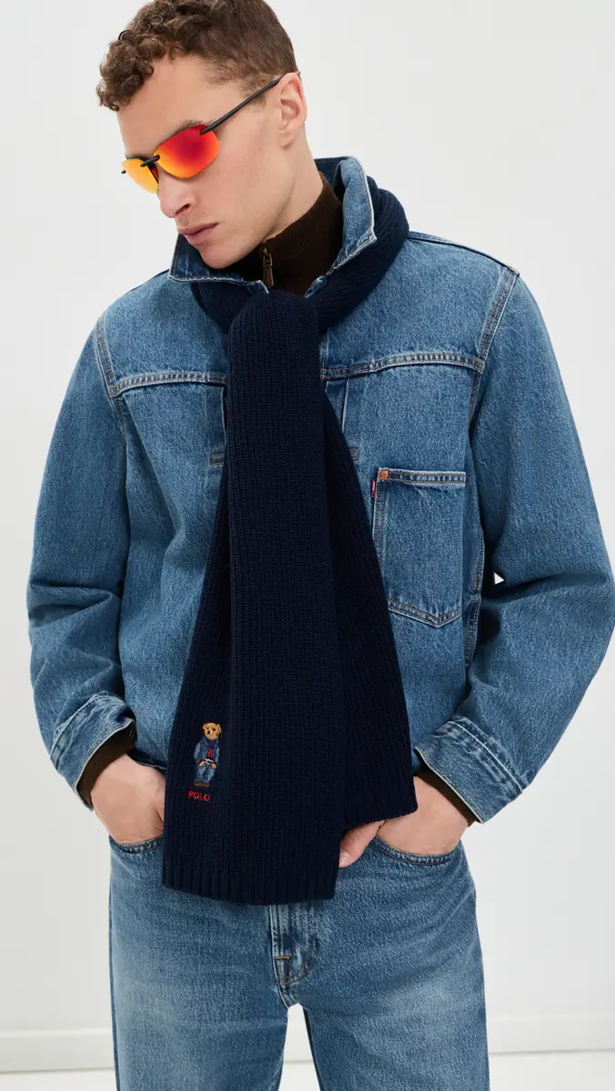 Polo Ralph Lauren Solid Denim Bear Scarf | Thumbnail 3 Polo Ralph Lauren Solid Denim Bear Scarf | Thumbnail 3
