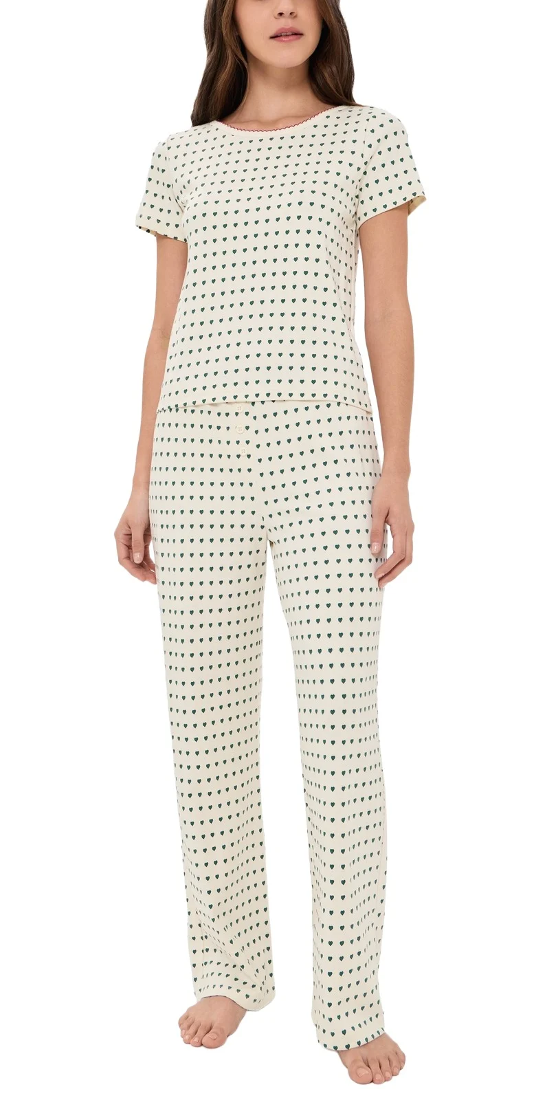 Cozyland by Morgan Lane Floating Hearts Baby Jean Long Pajama Set