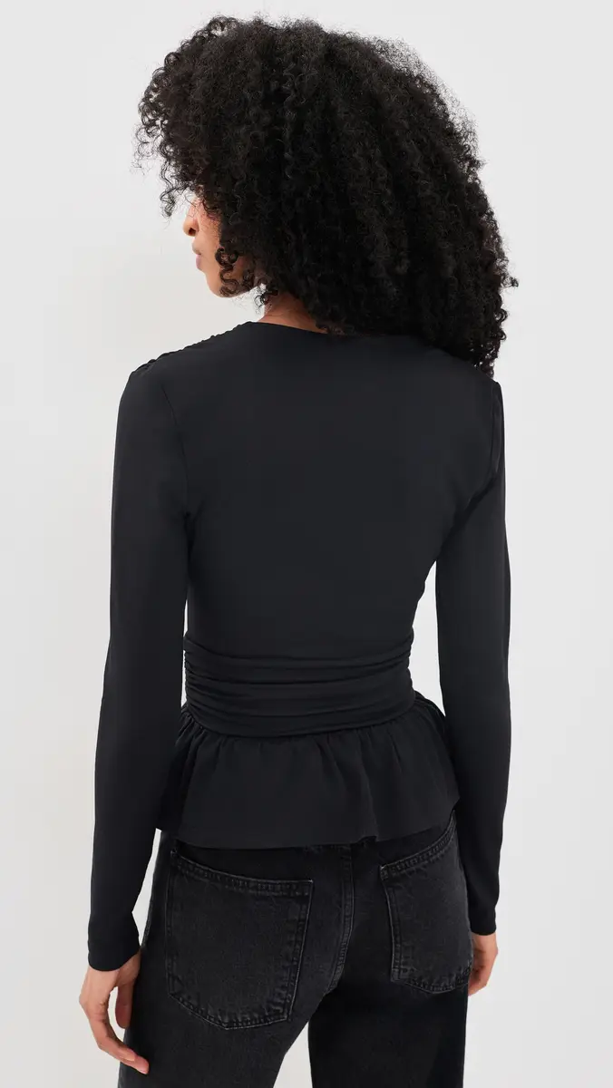susana monaco Square Wire Long Sleeve Peplum Top | Thumbnail 3 susana monaco Square Wire Long Sleeve Peplum Top | Thumbnail 3