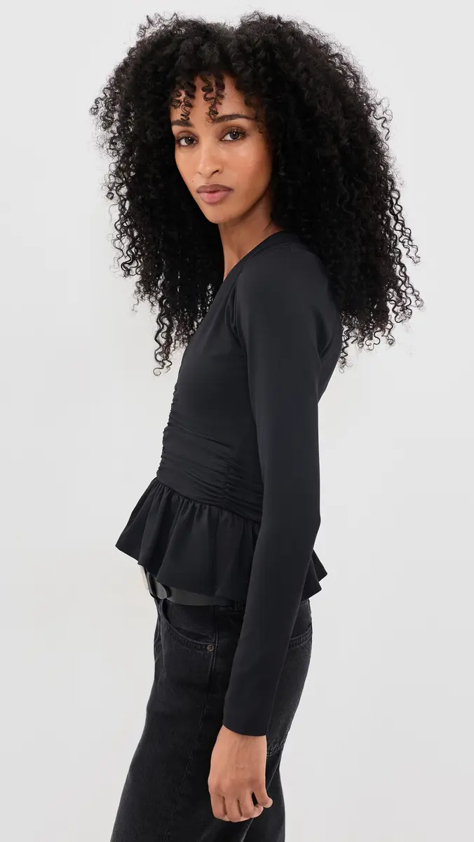 susana monaco Square Wire Long Sleeve Peplum Top | Thumbnail 4 susana monaco Square Wire Long Sleeve Peplum Top | Thumbnail 4