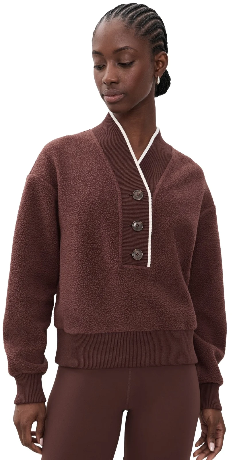 Brenna Button Neck Fleece Sweatshirt