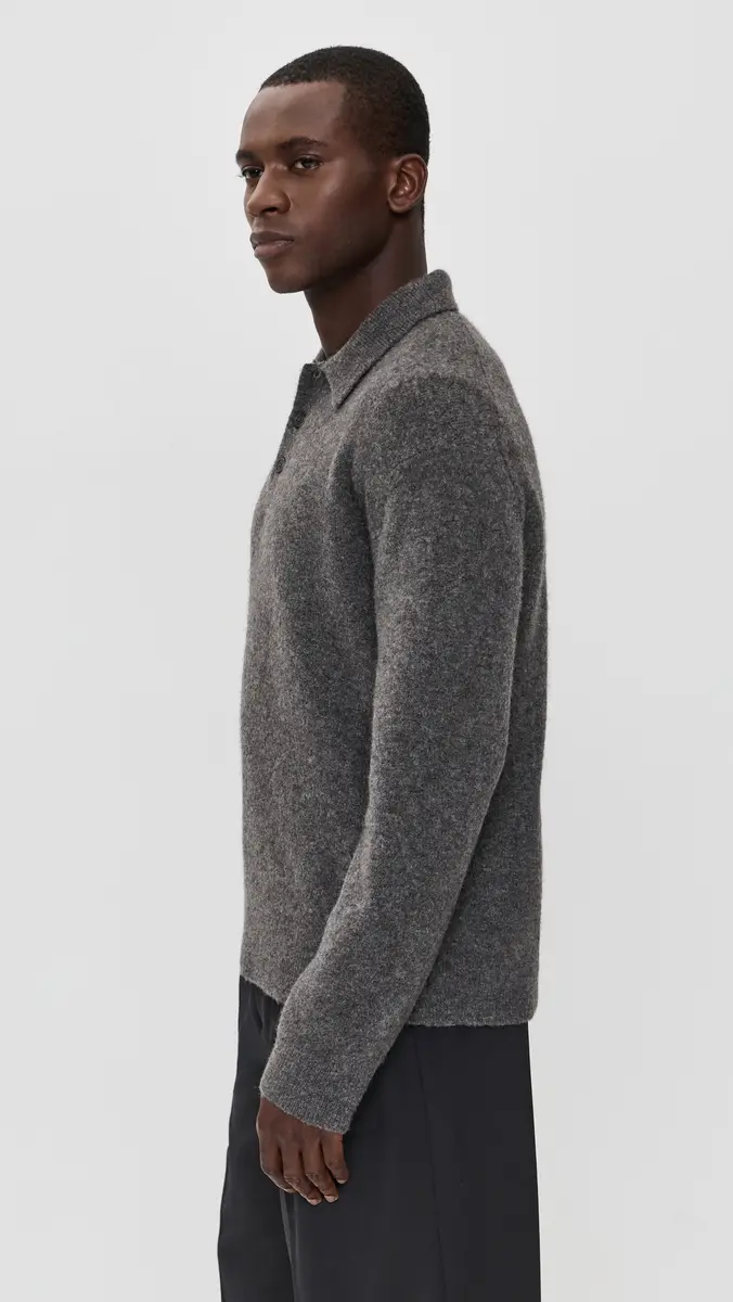 Theory Long Sleeve Polo in Baby Yak | Thumbnail 4
