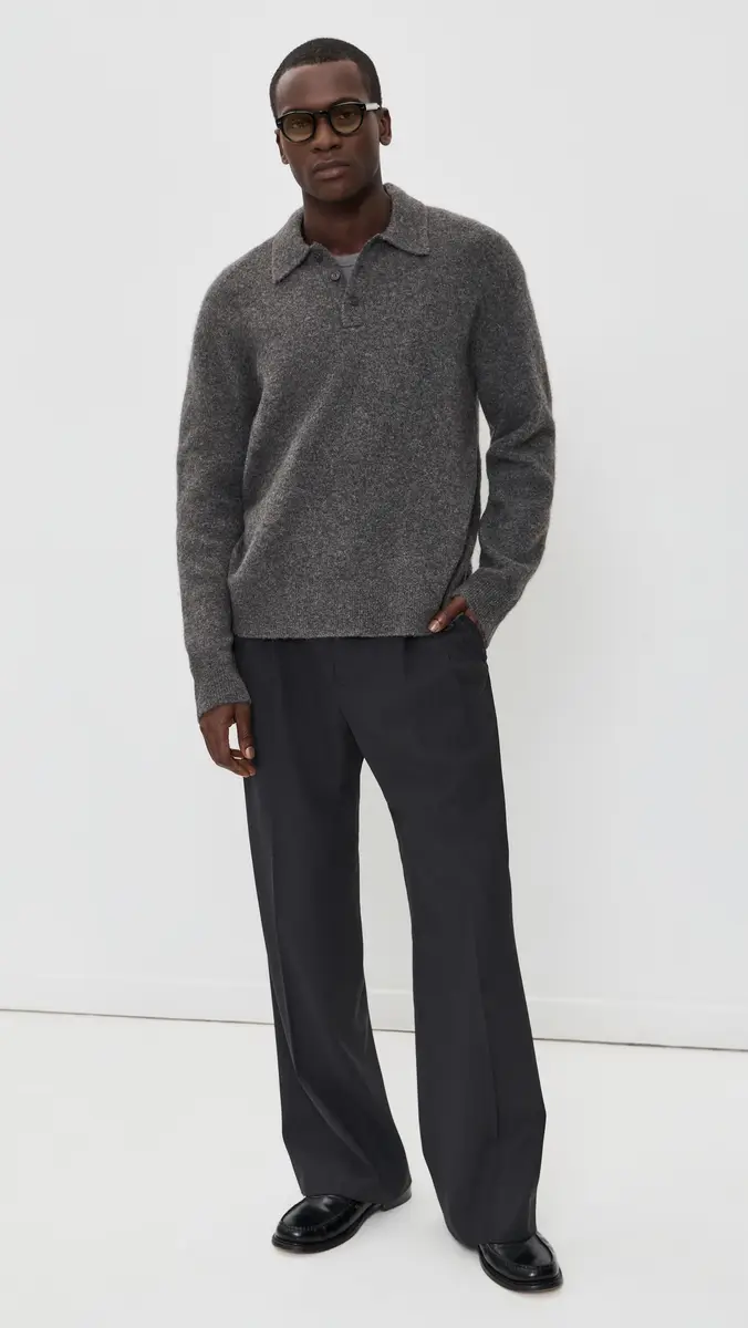 Theory Long Sleeve Polo in Baby Yak | Thumbnail 5