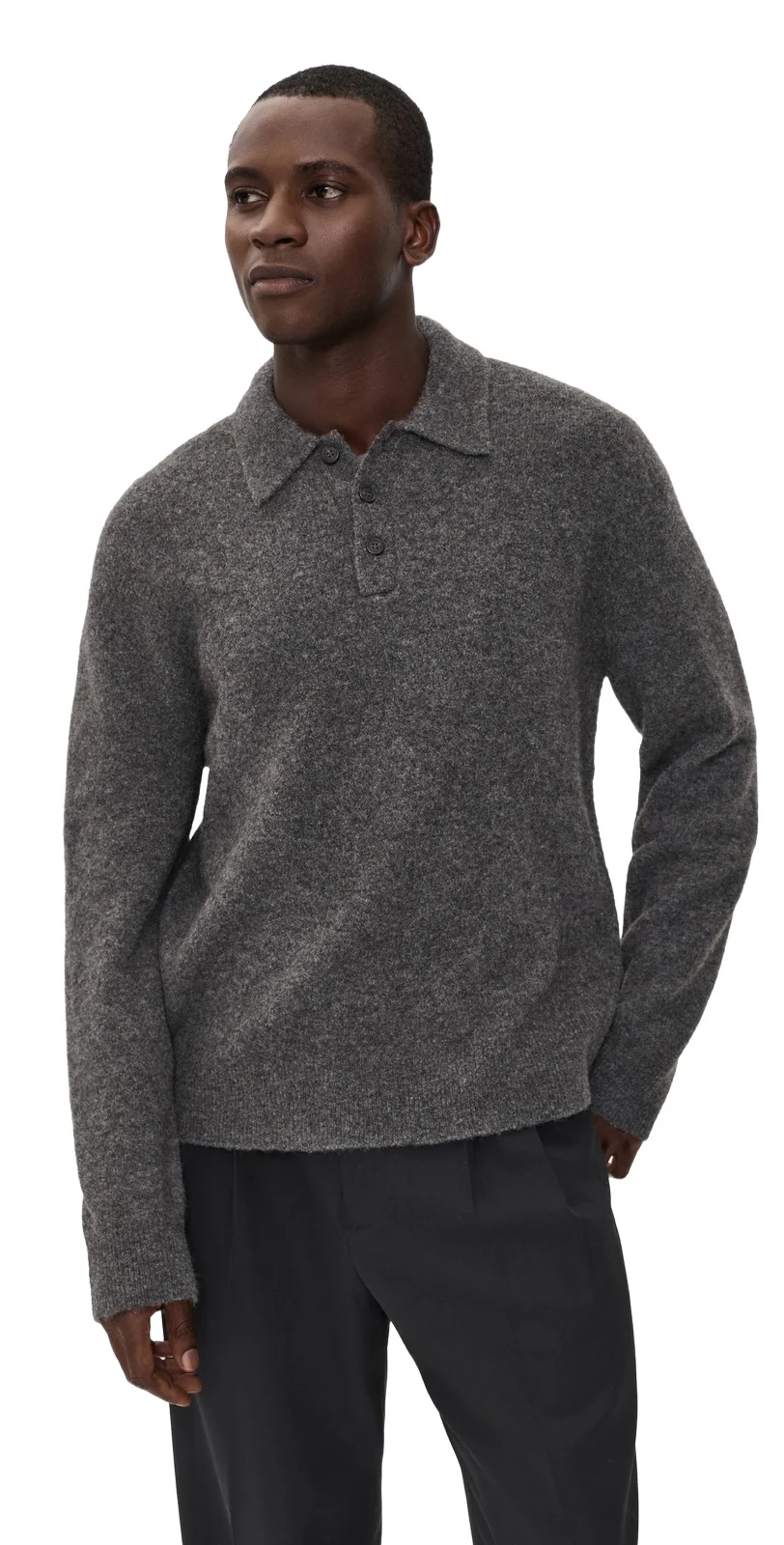 Theory Long Sleeve Polo in Baby Yak