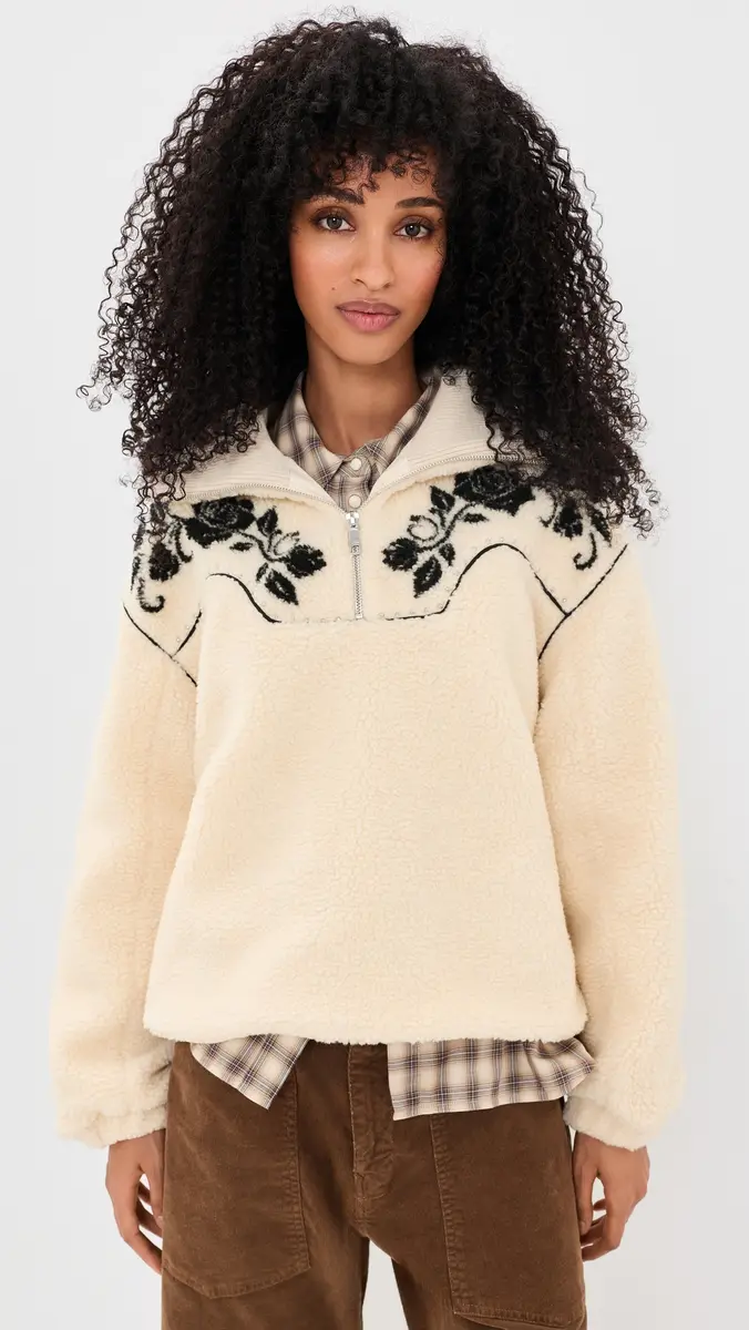 For Love & Lemons Western Floral Sherpa Sweatshirt | Thumbnail 2