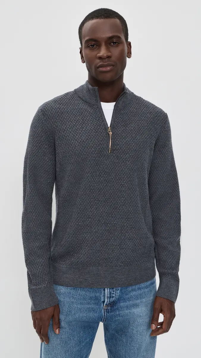 Billy Reid Honeycomb Quarter Zip Wool Sweater | Thumbnail 2