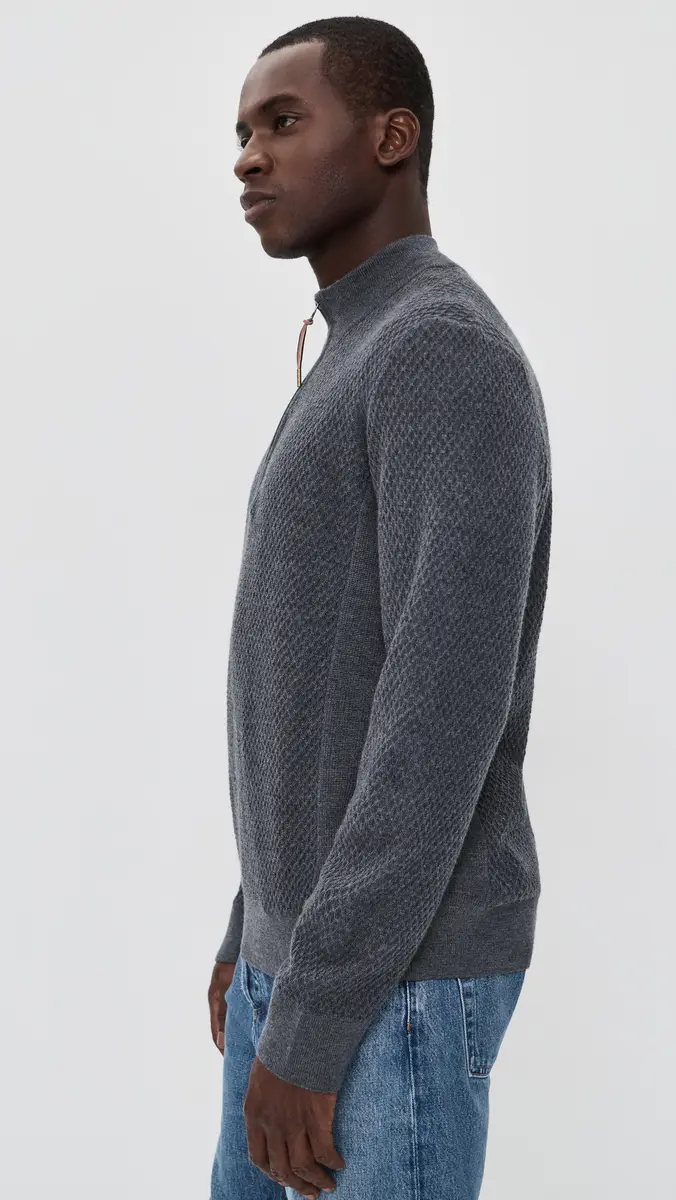 Billy Reid Honeycomb Quarter Zip Wool Sweater | Thumbnail 4
