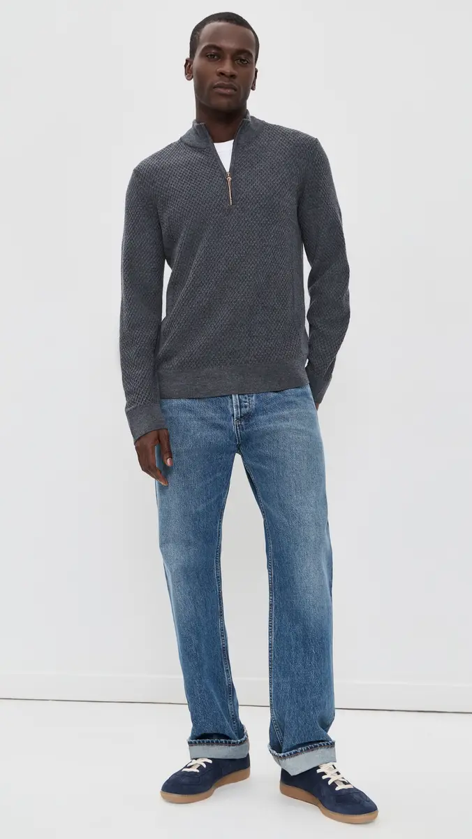 Billy Reid Honeycomb Quarter Zip Wool Sweater | Thumbnail 5