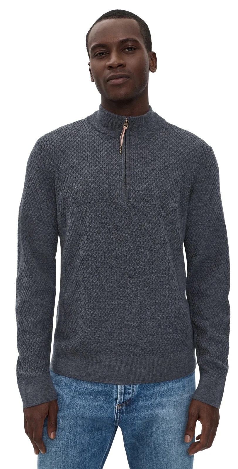 Honeycomb Quarter Zip Wool Sweater Honeycomb Quarter Zip Wool Sweater