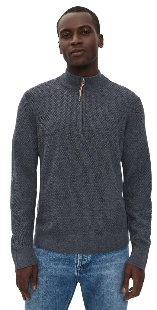 Honeycomb Quarter Zip Wool Sweater Honeycomb Quarter Zip Wool Sweater