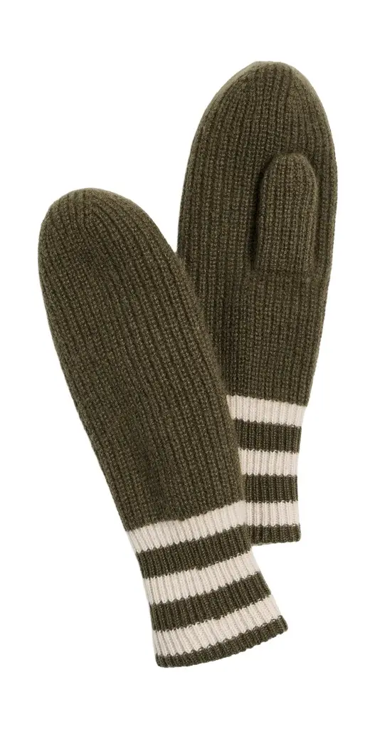 White + Warren Cashmere Striped Mittens