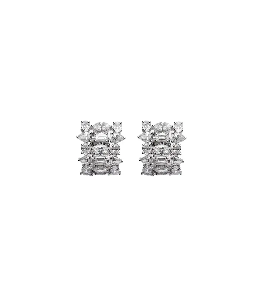 Kamyen Art Deco 18kt white gold earrings with diamonds
