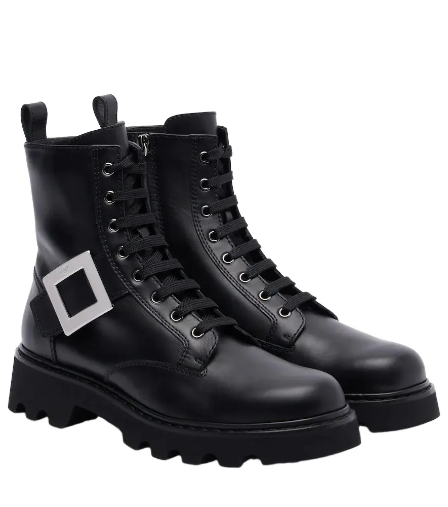 Roger Vivier Viv Rangers leather ankle boots