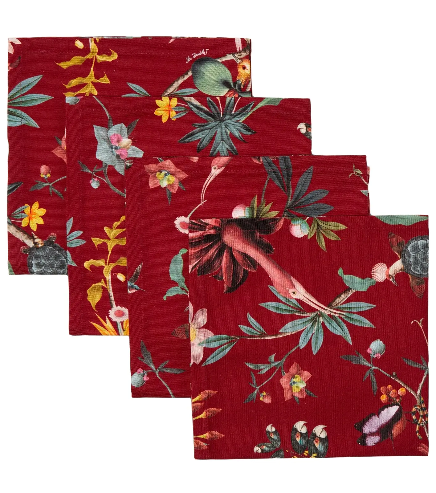 La DoubleJ Fantastic Creatures set of 4 cotton napkins by Beto Val