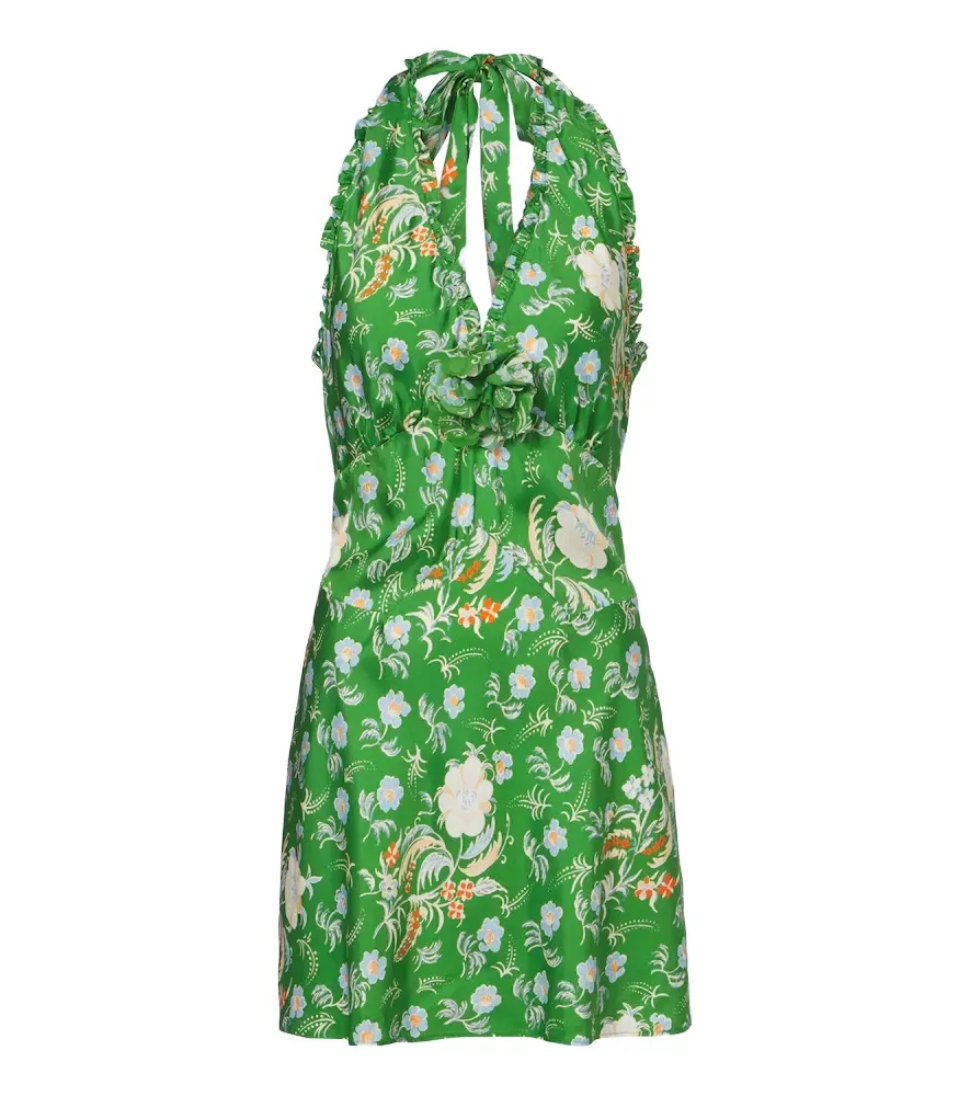Dôen Mazarin floral-appliqué silk-blend minidress