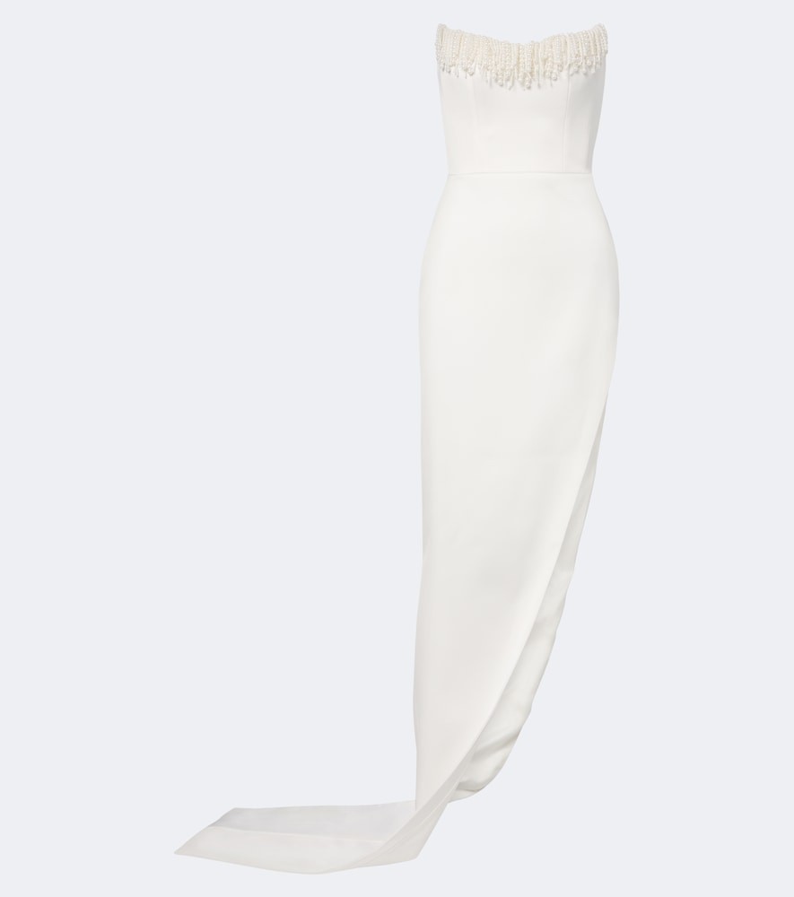 Beaded fringed strapless bustier gown Beaded fringed strapless bustier gown