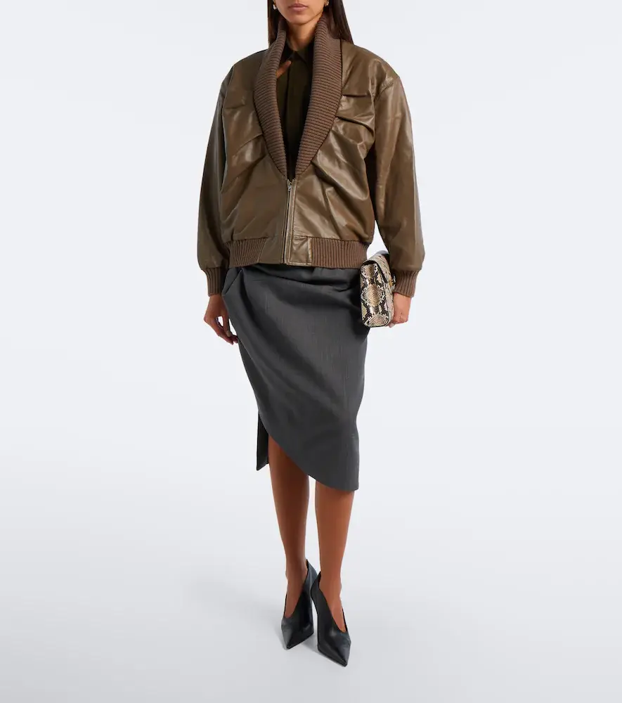 Victoria Beckham Zana leather bomber jacket | Thumbnail 2 Victoria Beckham Zana leather bomber jacket | Thumbnail 2