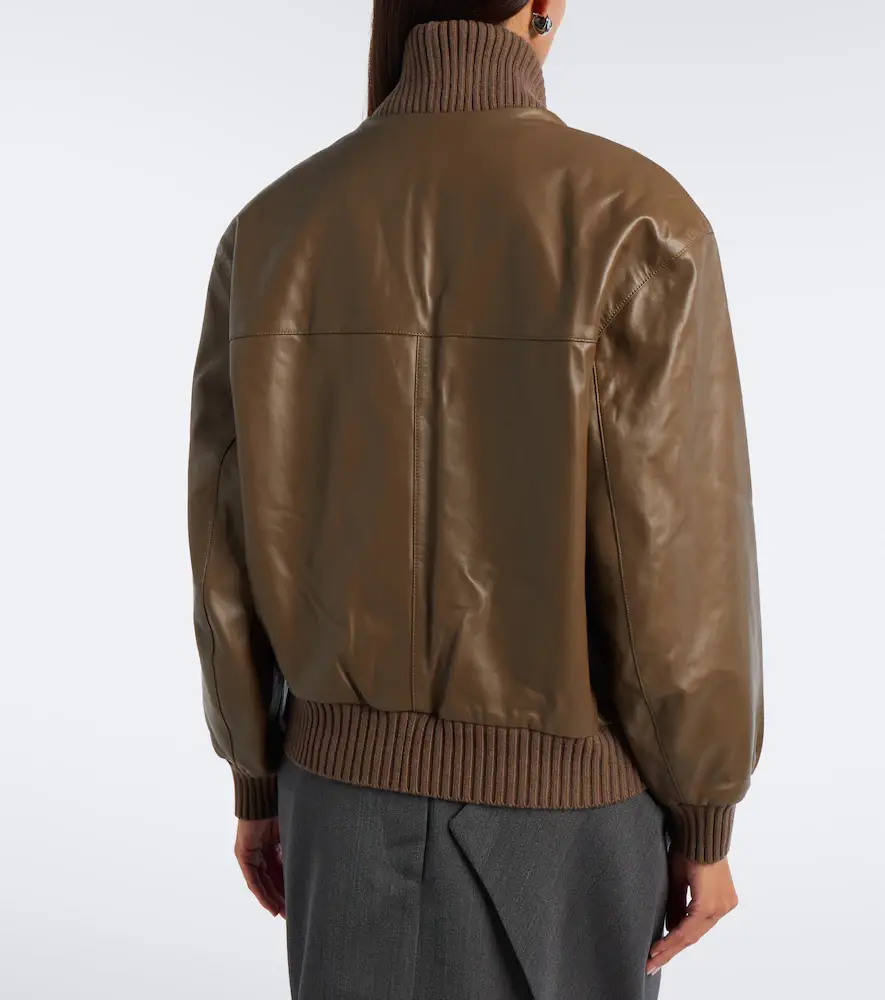 Victoria Beckham Zana leather bomber jacket | Thumbnail 4 Victoria Beckham Zana leather bomber jacket | Thumbnail 4