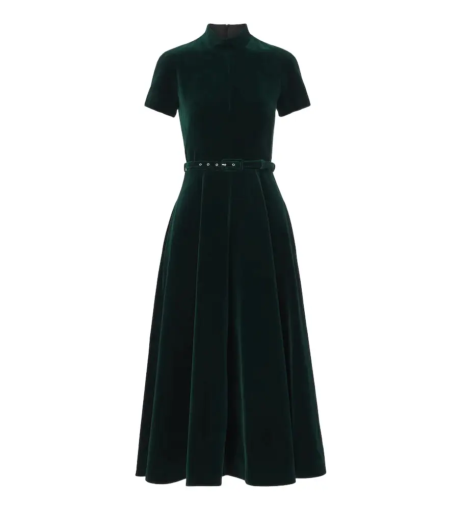 Emilia Wickstead Camilla belted cotton velvet midi dress