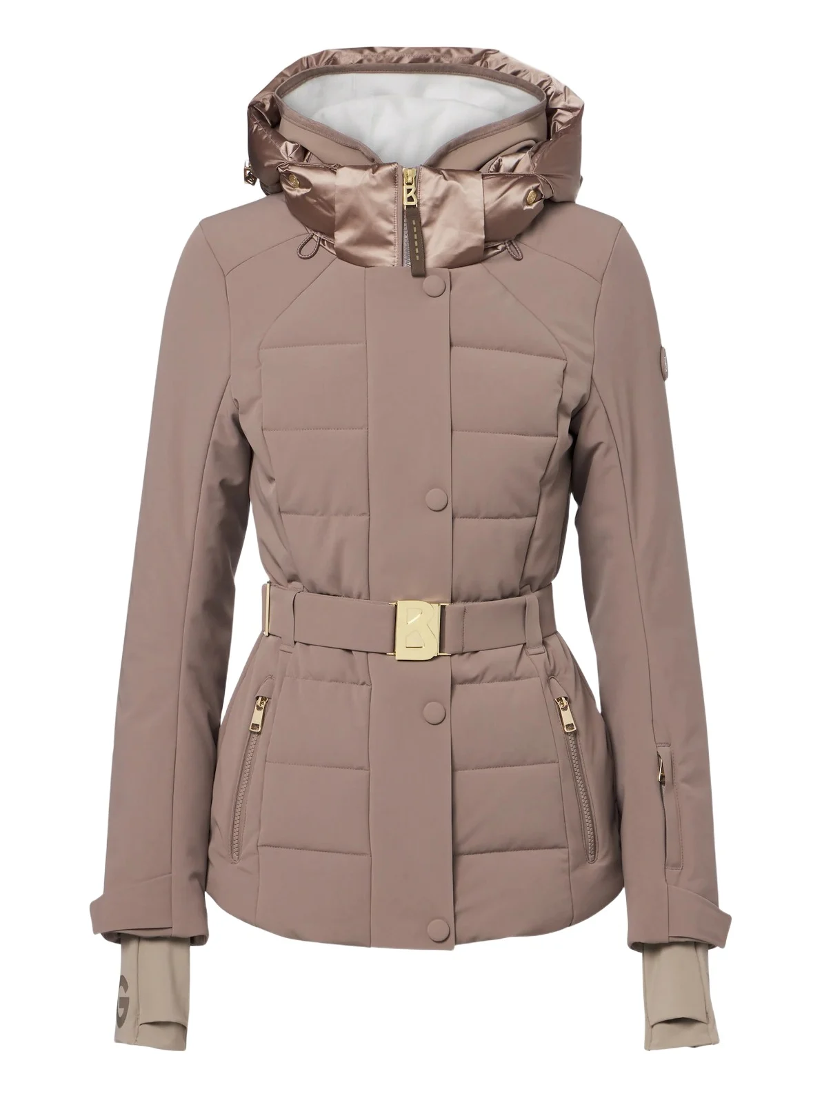 Elva belted hooded ski jacket