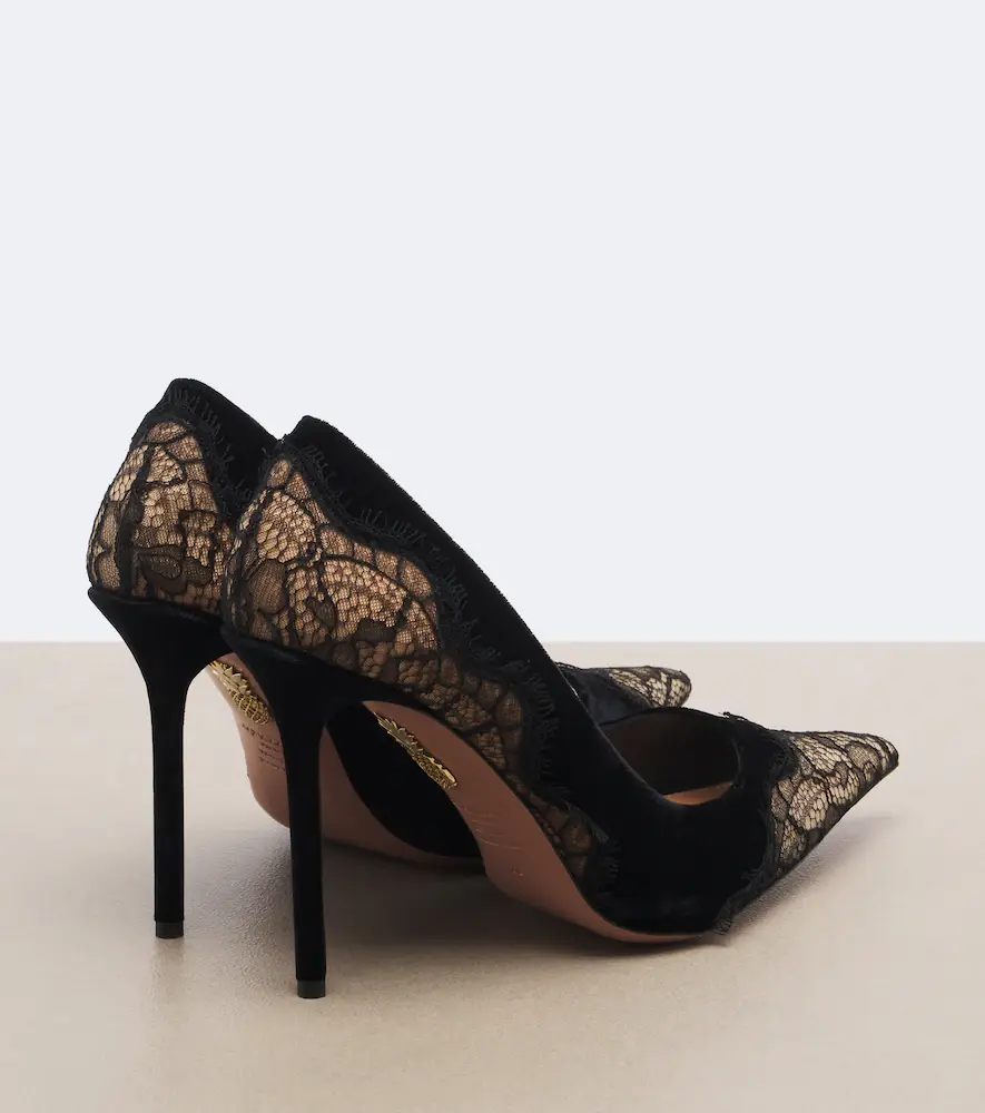 Aquazzura Meadow lace-trimmed velvet pumps | Thumbnail 2 Aquazzura Meadow lace-trimmed velvet pumps | Thumbnail 2