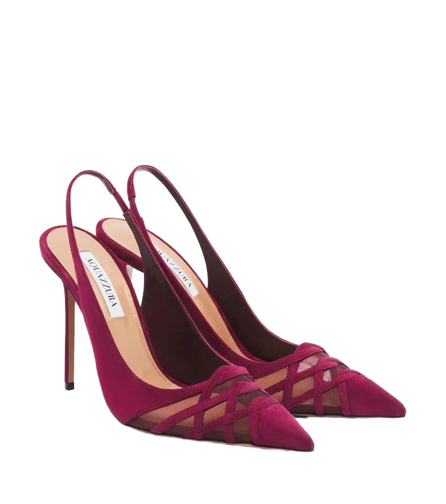 Aquazzura Perfect Match suede slingback pumps