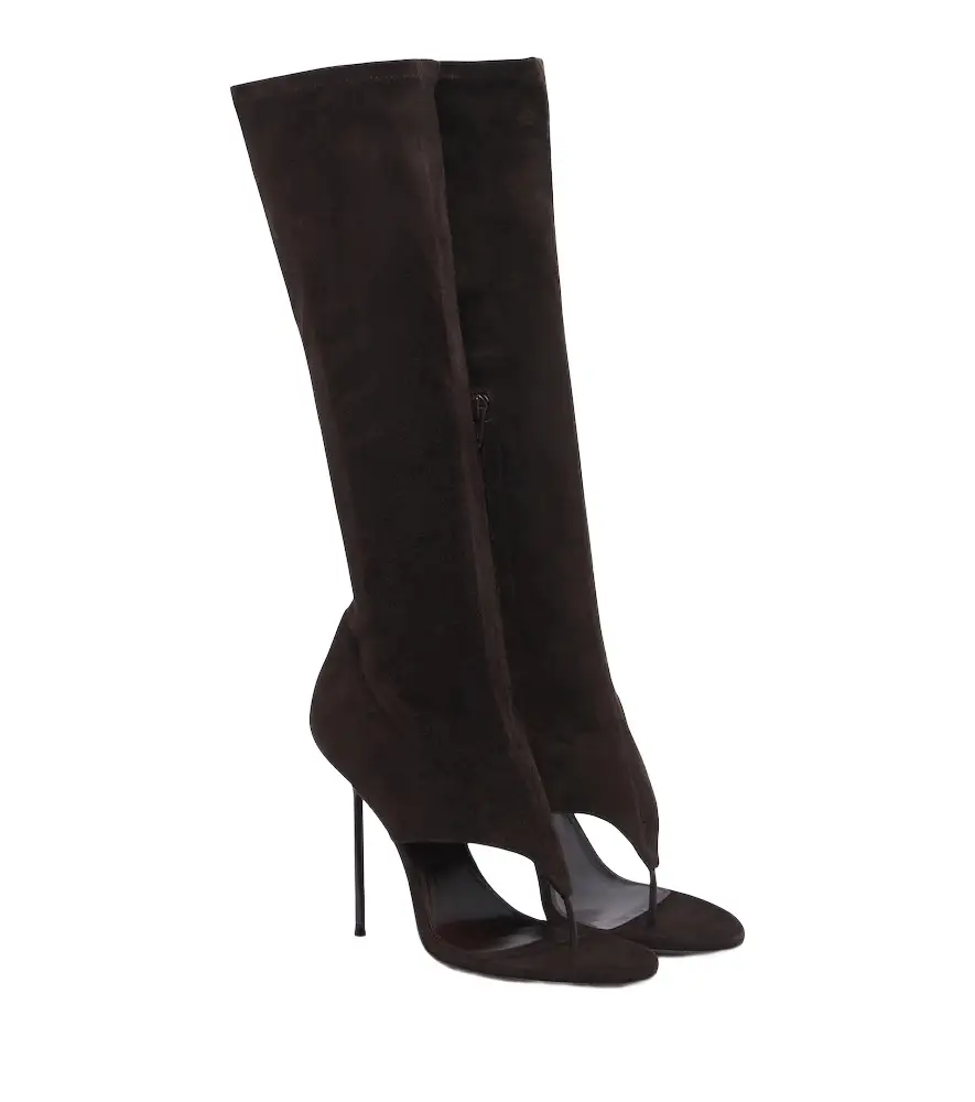 Lidia cut-out suede knee-high boots