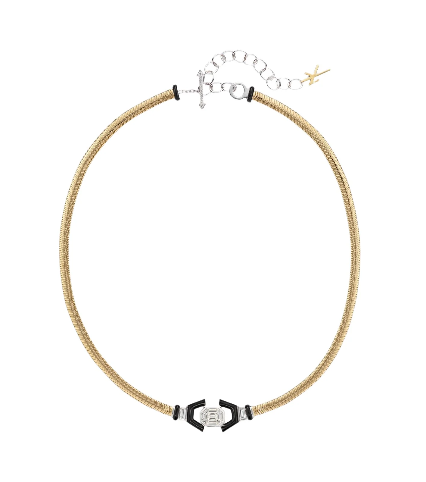 Feelings 18kt gold and enamel necklace with diamonds Feelings 18kt gold and enamel necklace with diamonds