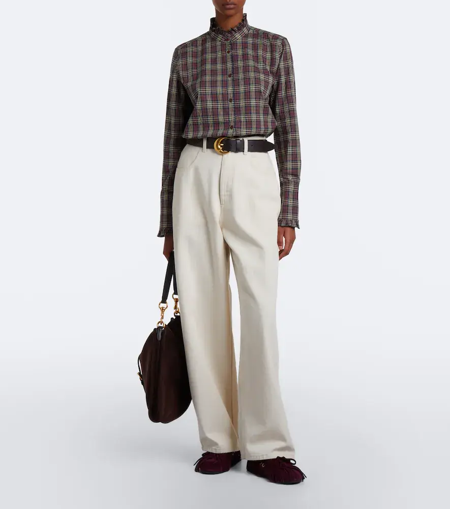 Nili Lotan Elio ruffled checked cotton shirt | Thumbnail 4 Nili Lotan Elio ruffled checked cotton shirt | Thumbnail 4