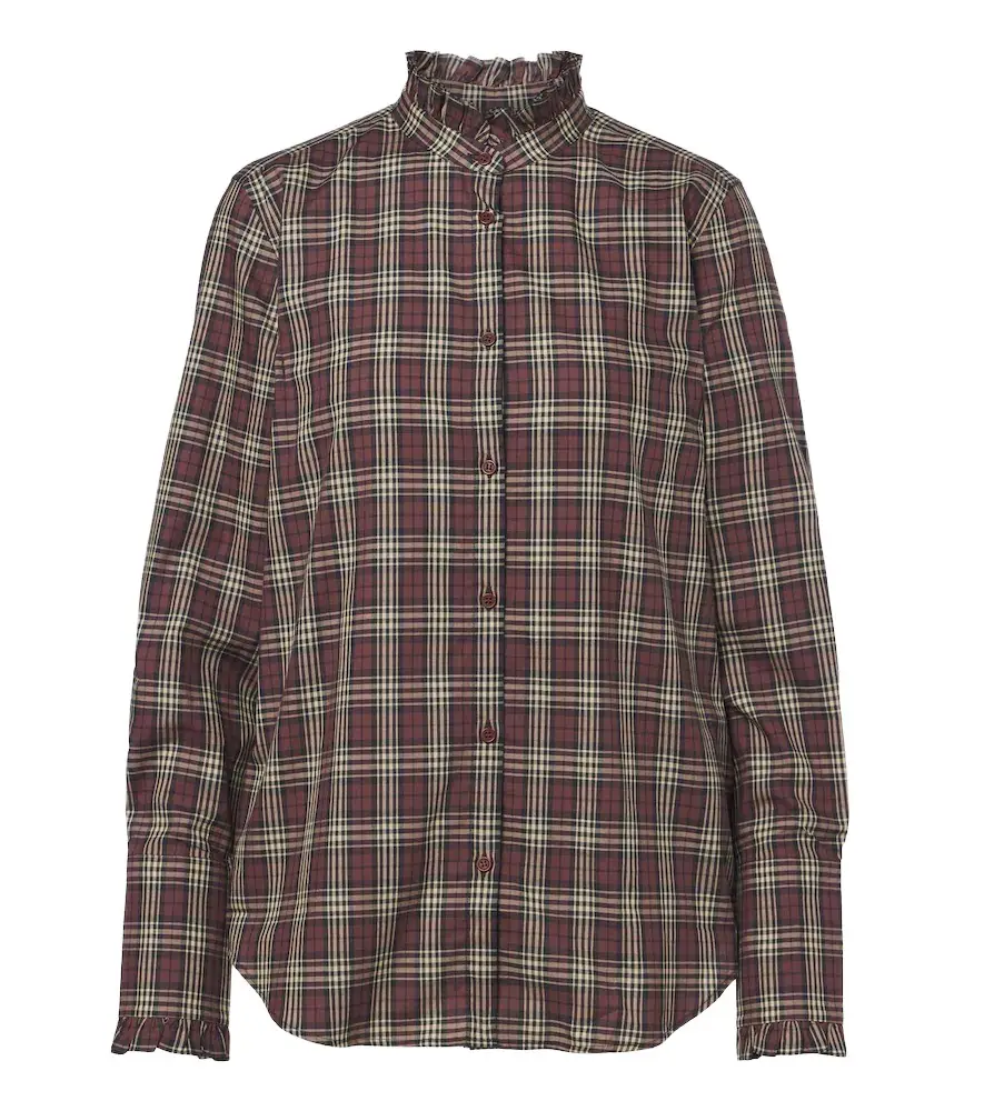 Nili Lotan Elio ruffled checked cotton shirt