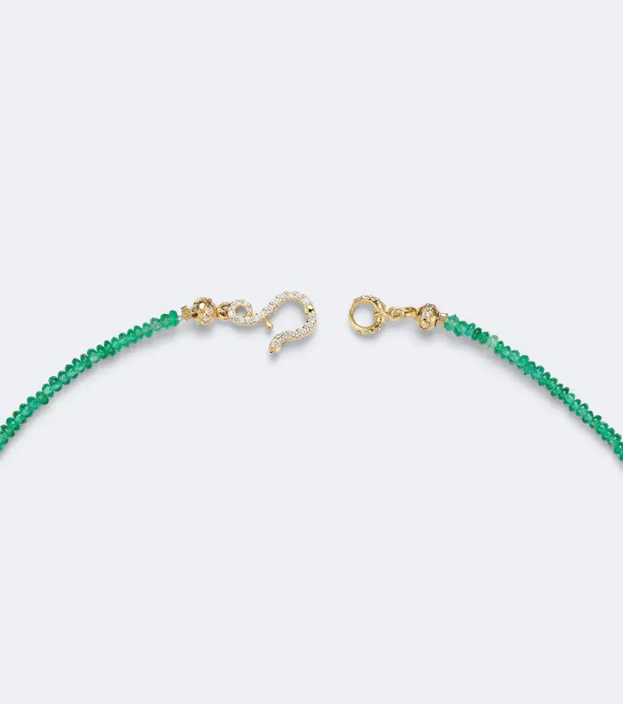 Suzanne Kalan Infinite 18kt gold beaded necklace with emeralds and diamonds | Thumbnail 2 Suzanne Kalan Infinite 18kt gold beaded necklace with emeralds and diamonds | Thumbnail 2
