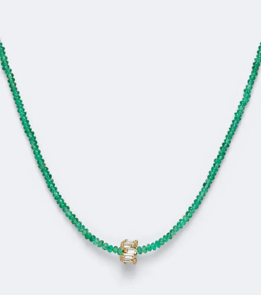 Suzanne Kalan Infinite 18kt gold beaded necklace with emeralds and diamonds | Thumbnail 3 Suzanne Kalan Infinite 18kt gold beaded necklace with emeralds and diamonds | Thumbnail 3