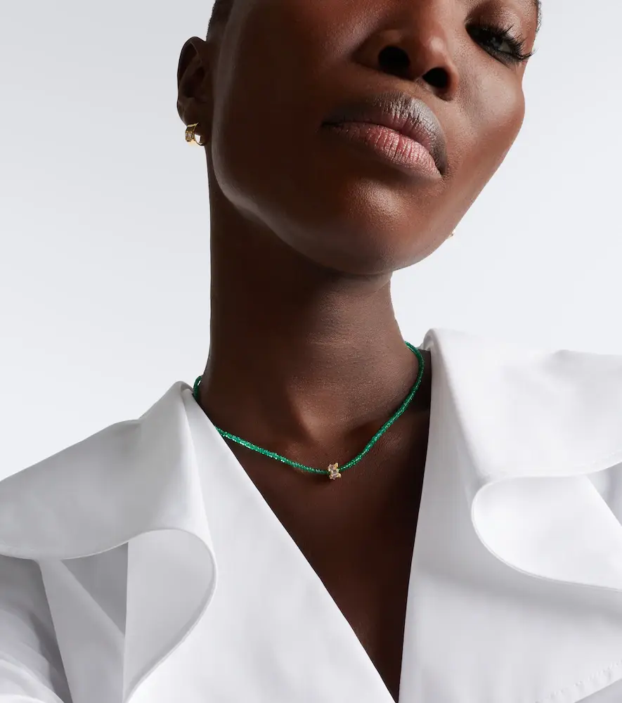 Suzanne Kalan Infinite 18kt gold beaded necklace with emeralds and diamonds | Thumbnail 5 Suzanne Kalan Infinite 18kt gold beaded necklace with emeralds and diamonds | Thumbnail 5