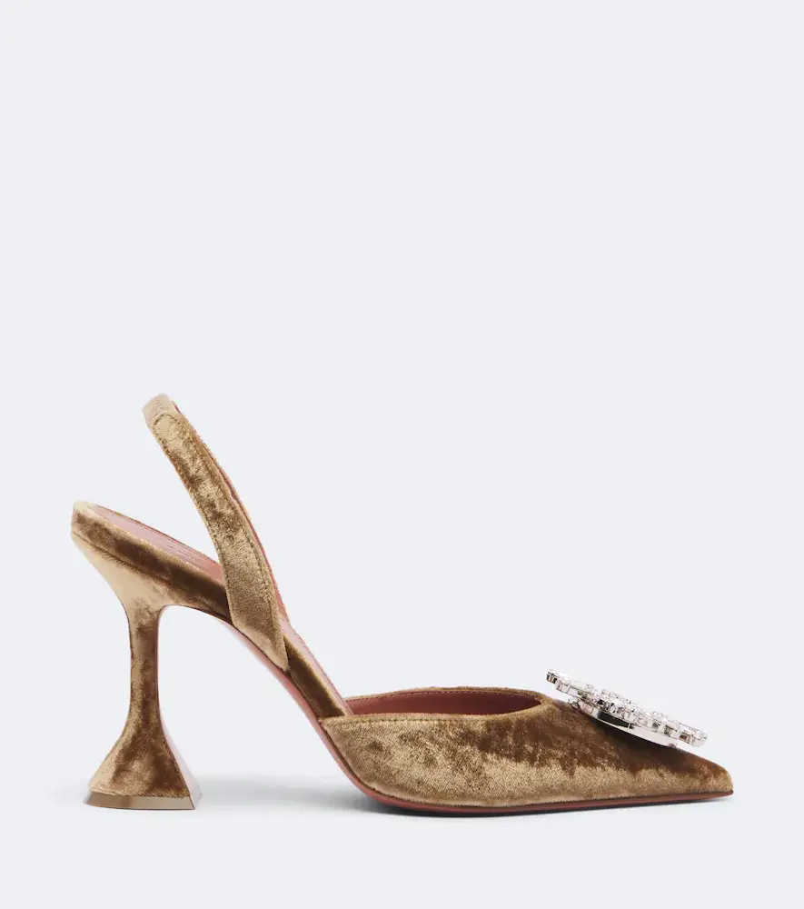 Amina Muaddi Begum embellished velvet slingback pumps | Thumbnail 3 Amina Muaddi Begum embellished velvet slingback pumps | Thumbnail 3