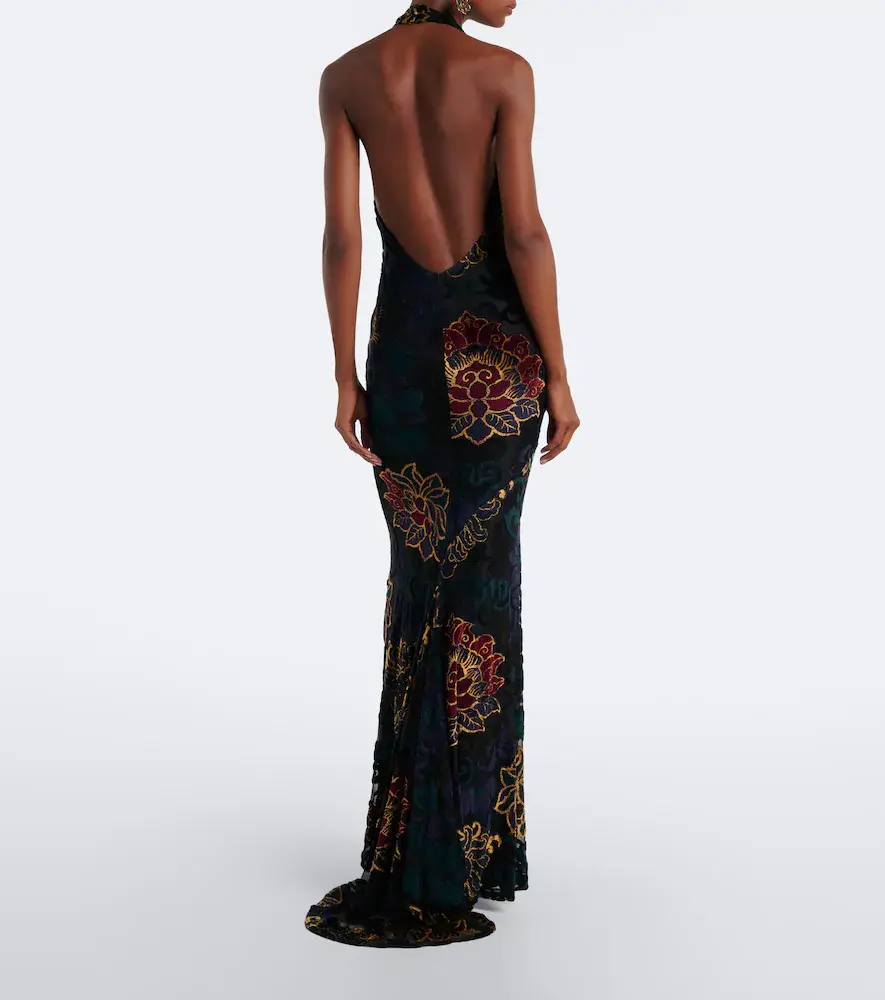Etro Floral jacquard jersey halterneck gown | Thumbnail 3 Etro Floral jacquard jersey halterneck gown | Thumbnail 3