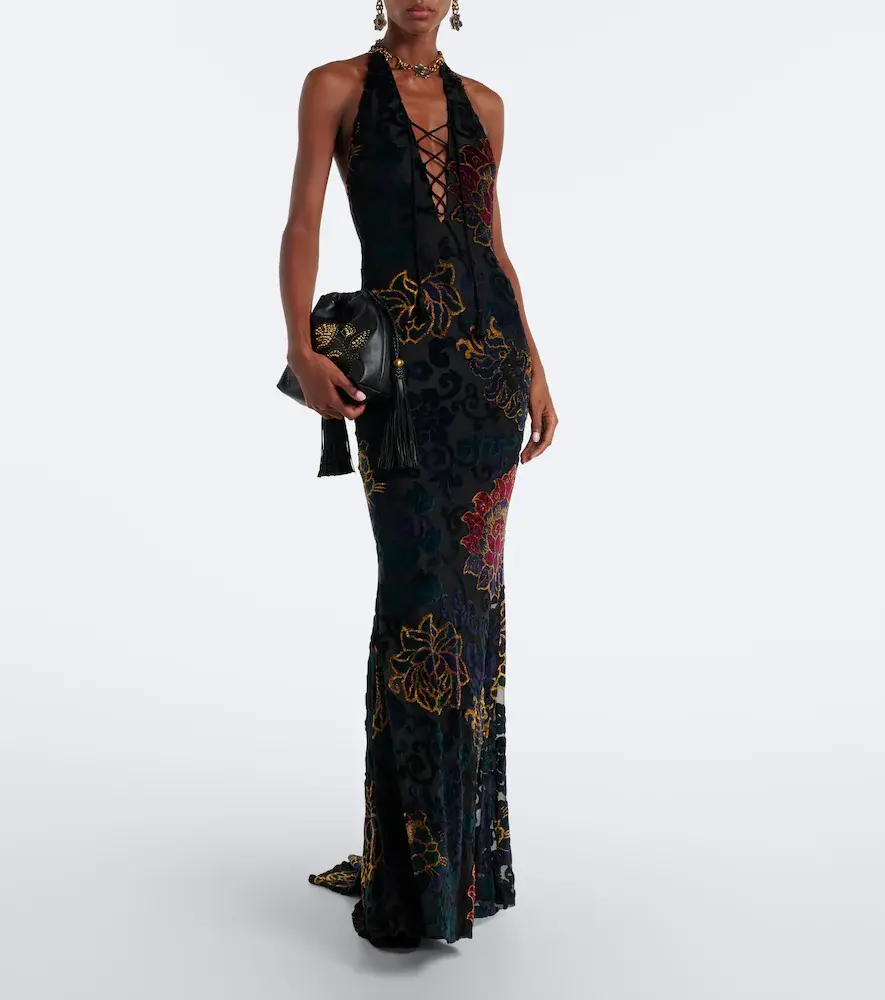 Etro Floral jacquard jersey halterneck gown | Thumbnail 4 Etro Floral jacquard jersey halterneck gown | Thumbnail 4