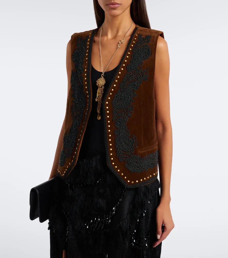 Xu Zhi Embroidered cotton-blend velvet vest | Thumbnail 3 Xu Zhi Embroidered cotton-blend velvet vest | Thumbnail 3