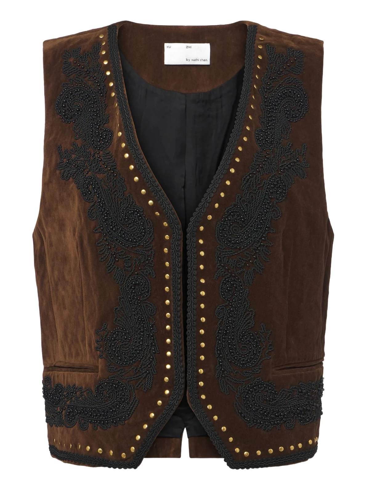 Xu Zhi Embroidered cotton-blend velvet vest