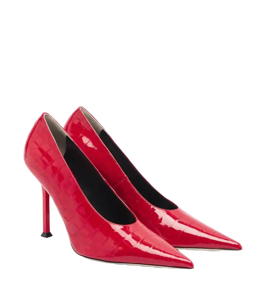 CHRISTEN Helix croc-effect patent leather pumps