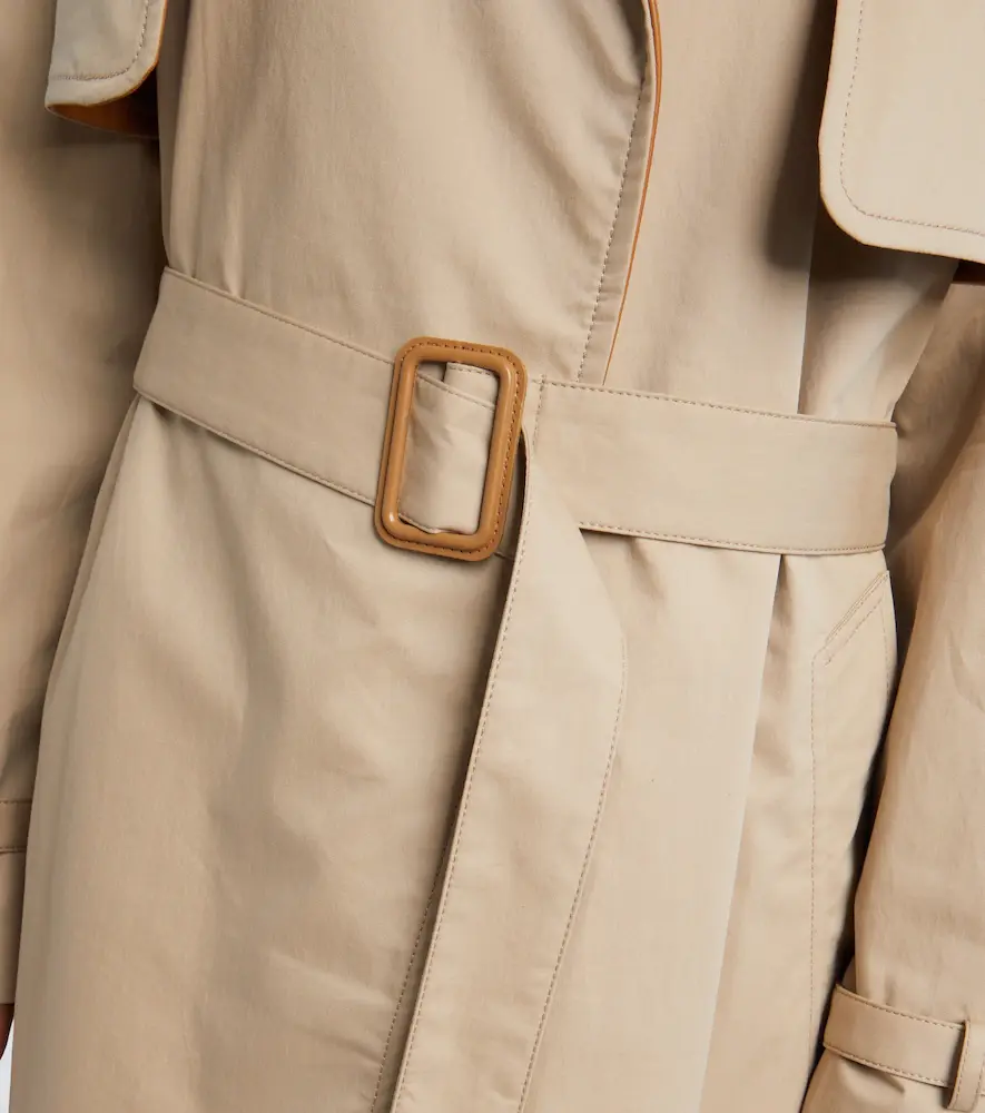 Acne Studios Leather-trimmed twill trench coat | Thumbnail 2
